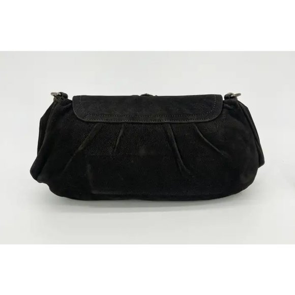 Prada Black Suede Rhinestone Alligator Flap Shoulder Bag - Picture 4 of 10